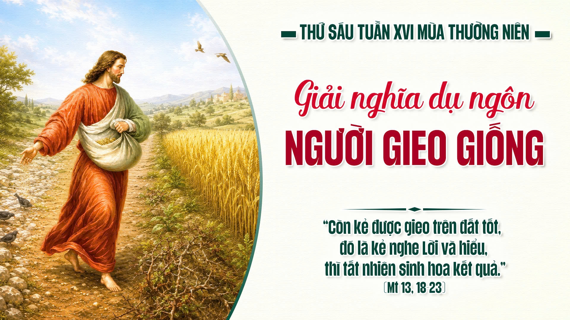 Suy Niệm Lời Chúa | Thứ Sáu Sau Chúa Nhật Tuần XVI Mùa Thường niên | Mt 13,18-23 | Phút Cầu Nguyện